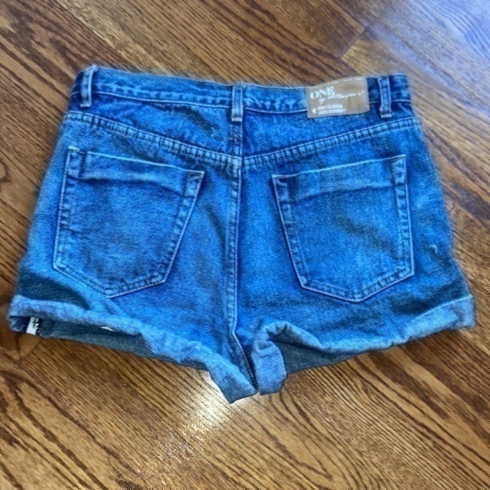 One Teaspoon Vintage Ripped Blue Denim Cutoff Shorts - Picture 3 of 4